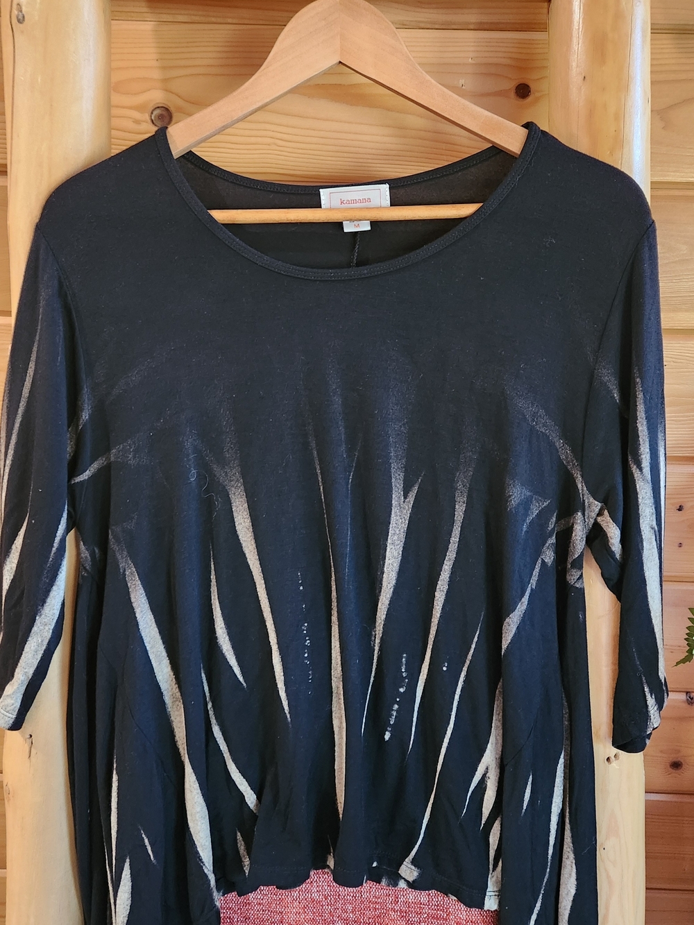 Kamana Black Tunic with Gold Brushstroke Motif